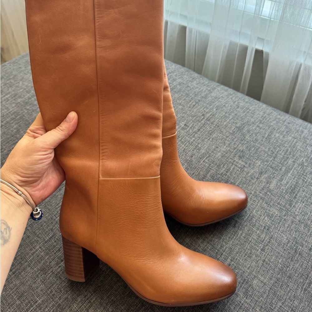 J. CREW Tall Slouch Leather Willa Boots in Burnished Sand Size 6 - Picture 7 of 15
